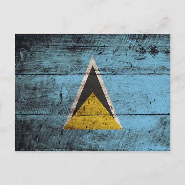 St. Lucia Flagge auf Altholzkörner Postkarte (Vorderseite)