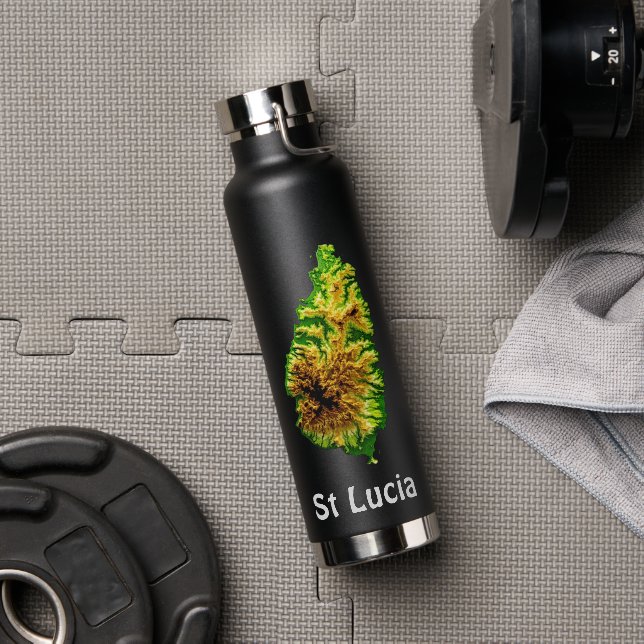 St Lucia Green Map Wasserflasche Trinkflasche (Fitnessstudio)