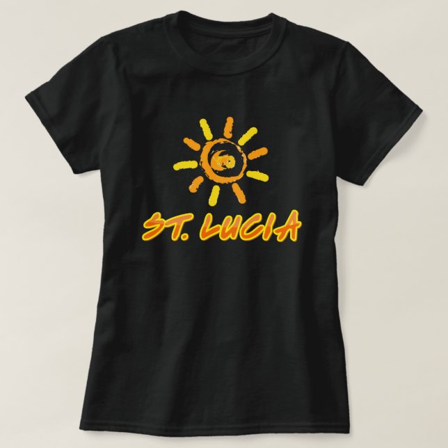 St. Lucia hellgelb & orange T-Shirt (Design vorne)