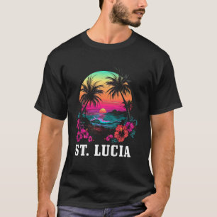 St. Lucia Hibiskus Blume Beach Surfer Souvenir T-Shirt