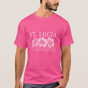 St. Lucia Hibiskus Blume Beach Surfer Souvenir T-Shirt