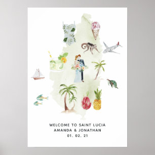 St. Lucia Hochzeit in Urlaubsort Willkommen Poster