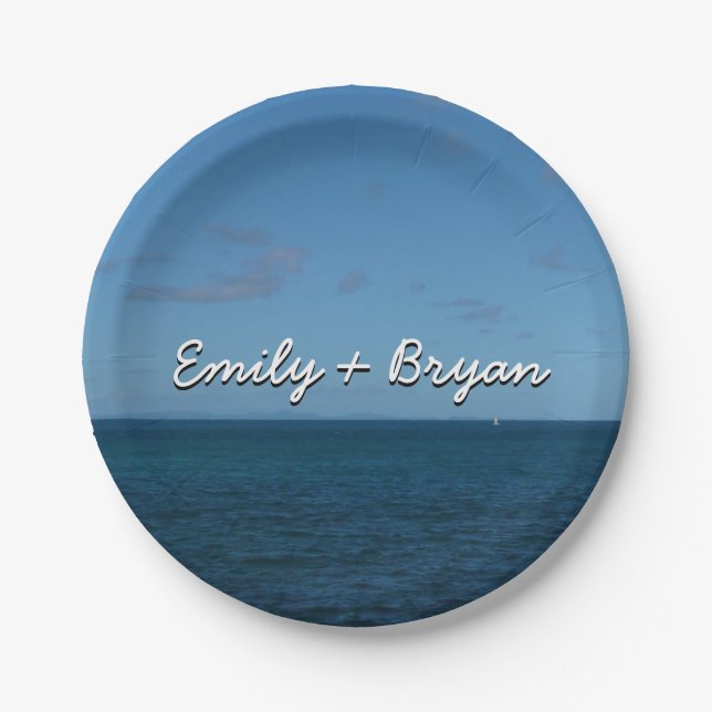 St. Lucia Horizon Blauer Ozean Pappteller (Vorderseite)