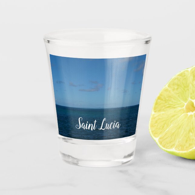 St. Lucia Horizon Blauer Ozean Schnapsglas (Vorderseite)