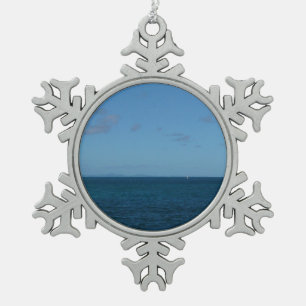 St. Lucia Horizon Blauer Ozean Schneeflocken Zinn-Ornament