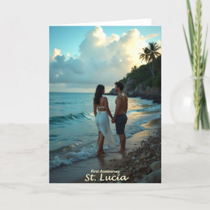 St Lucia Jubiläum Karibische Honeymoon Card Dankeskarte