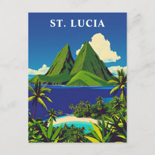 St. Lucia Karibik Insel Reise Kunst Postkarte