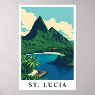 St. Lucia Karibik Tropische Strand Reise Kunst Poster