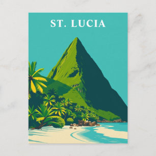 St. Lucia Karibik Vintage Reise Kunst Postkarte