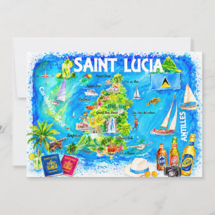 St. Lucia Karibik-Wasserfarben-Karten-Postkarte Einladung