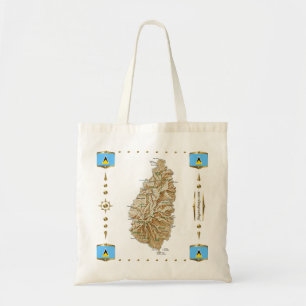 St. Lucia Karte + Flaggen Bag Tragetasche
