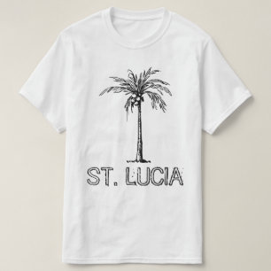St. Lucia Kokospalmen Schwarz-Weiß-Design T-Shirt