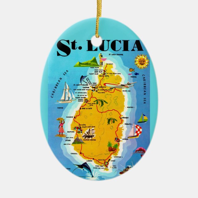 St Lucia Map Postcard Ornament (Vorne)