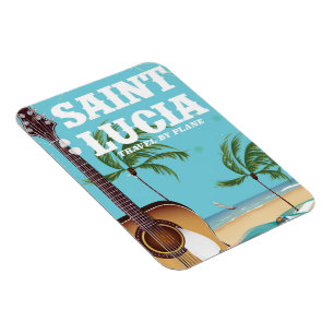 St. Lucia Retro Holiday Poster Art Magnet