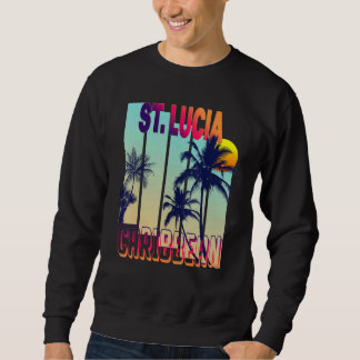 St Lucia Retro Vintager Stil Palme Tree Sweatshirt