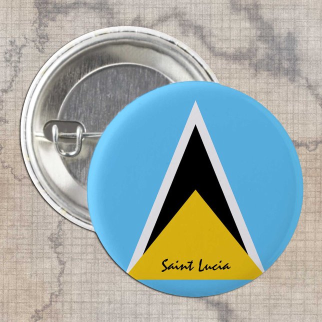 St. Lucia-Taste, patriotische St. Lucia-Flagge Button (Von Creator hochgeladen)
