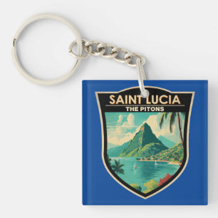 St. Lucia The Pitons Reise Kunst Vintage Schlüsselanhänger