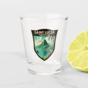 St. Lucia The Pitons Reise Kunst Vintage Schnapsglas