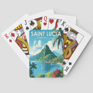 St. Lucia The Pitons Reise Kunst Vintage Spielkarten