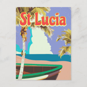 St Lucia Vintage-Strandreiseplakat Postkarte