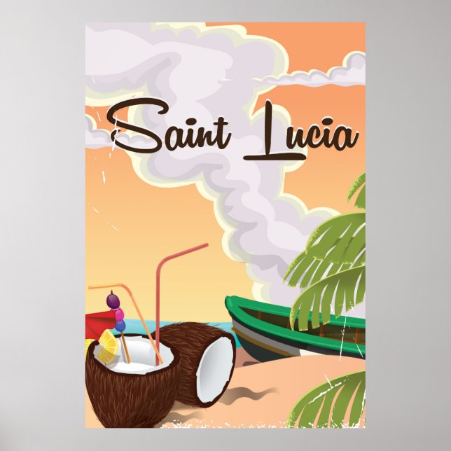 St. Lucia Vintager Urlaub Poster (Vorne)