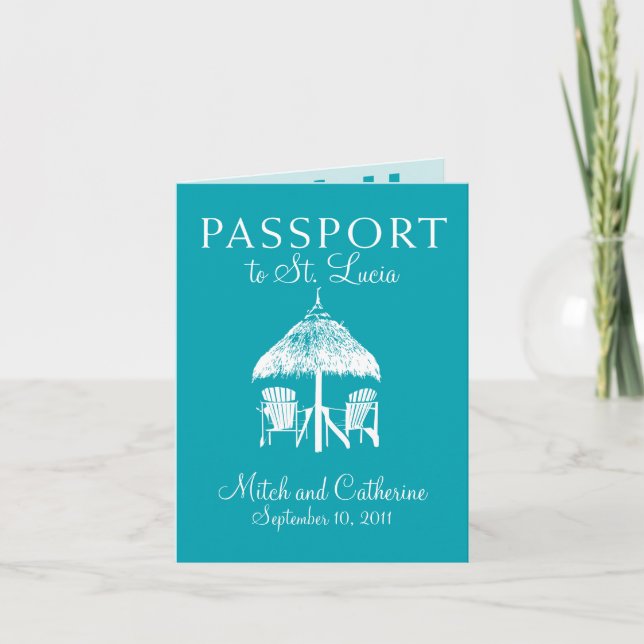 St. Lucia Wedding Passport Einladung (Vorderseite)