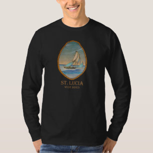 St Lucia West Indies Vintag Retro Sailboat Vaca T-Shirt