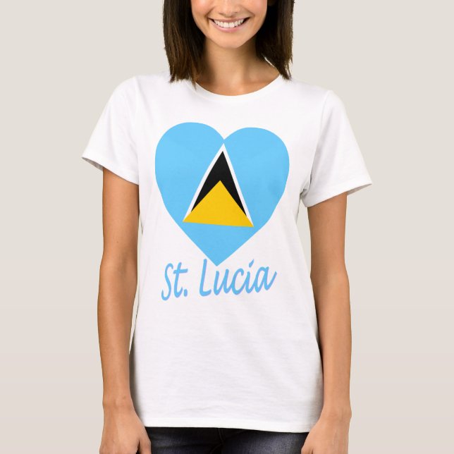 St- Luciaflaggen-Herz T-Shirt (Vorderseite)