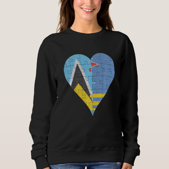 St Lucian Aruban Flag Herz Sweatshirt (Vorderseite)