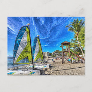St Lucian Catamaran Art Feiertagspostkarte