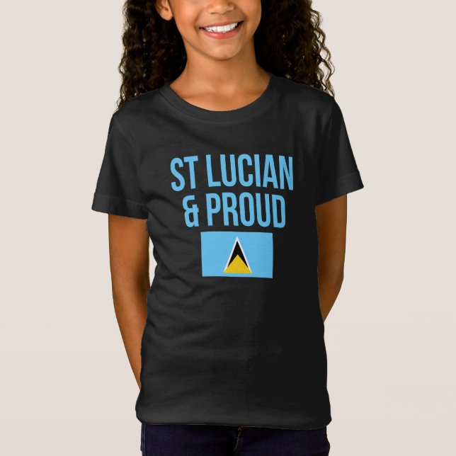 St Lucian & Proud Saint Lucia Flag T-Shirt (Vorderseite)