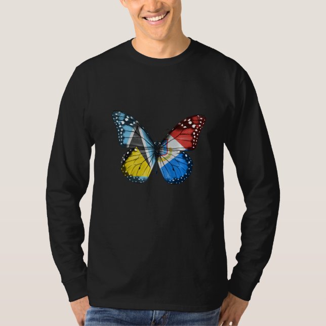 St Lucian Sint Maartener Flag Butterfly   T-Shirt (Vorderseite)