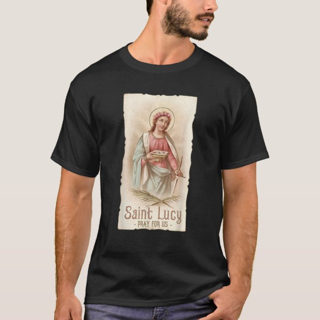 St Lucy Eyes Crown St Lucia Catholic Giro del Malc T-Shirt (Vorderseite)
