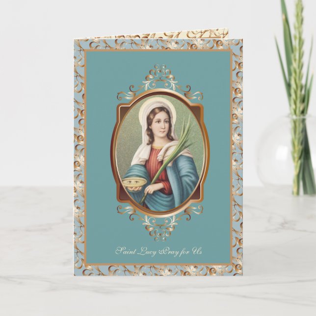 St. Lucy|Lucia Religiöse Vintage Schutzaugen Karte (Vorderseite)