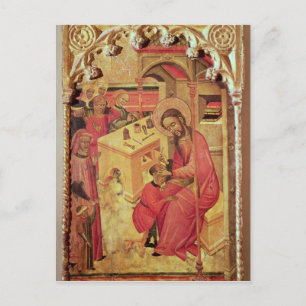 St. Luke, betrieben auf einem Mann-Kopf, c.1400-30 Postkarte