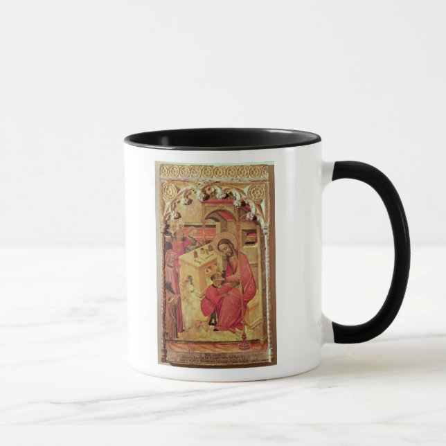 St Luke, das auf dem Kopf eines Mannes, c.1400-30 Tasse (Rechts)