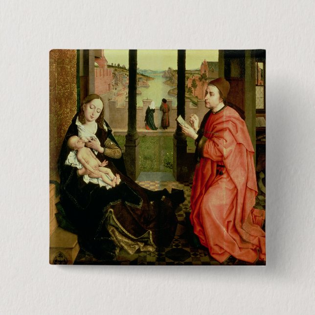 St Luke, das ein Porträt der Jungfrau zeichnet Button (Vorderseite)