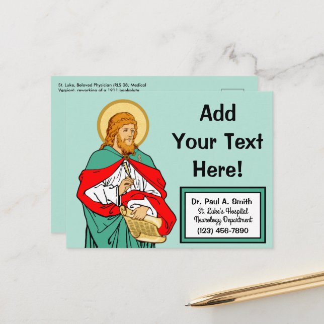 St. Luke, geliebter Arzt (RLS 08; MedVers.) Postkarte (Vorderseite/Rückseite Beispiel)