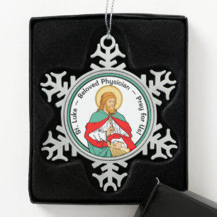 St. Luke, geliebter Arzt (RLS 08; MedVers.) Schneeflocken Zinn-Ornament