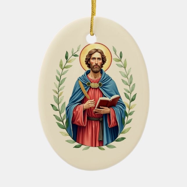 St Luke God's Peace and Blessings with Scripture Keramik Ornament (Vorne)