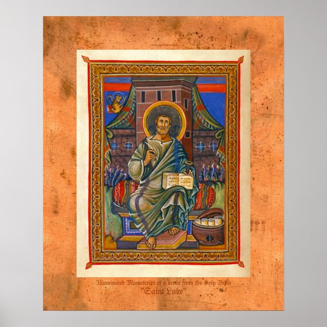 St Luke Illuminated Mittelalterliche Religiöse Kun Poster (Vorne)