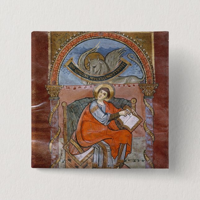 St Luke, vom Evangelium von St. Riquier Button (Vorderseite)