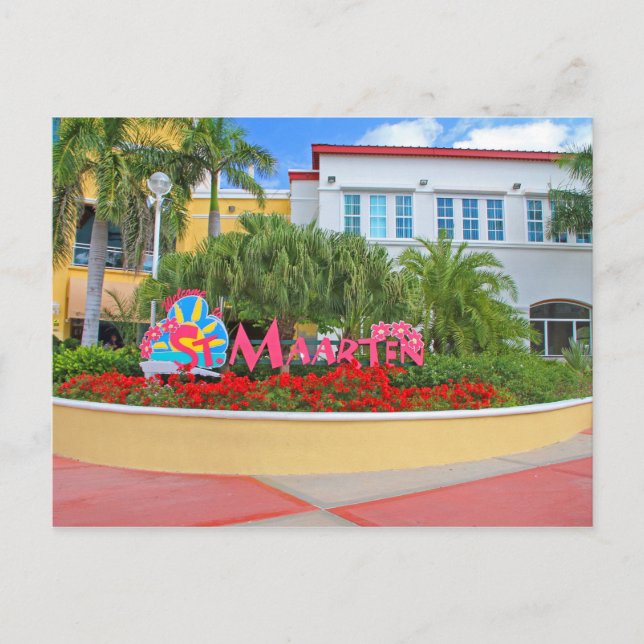 St. Maarten, Begrüßungszeichen, Fotografie, Nieder Postkarte (Vorderseite)