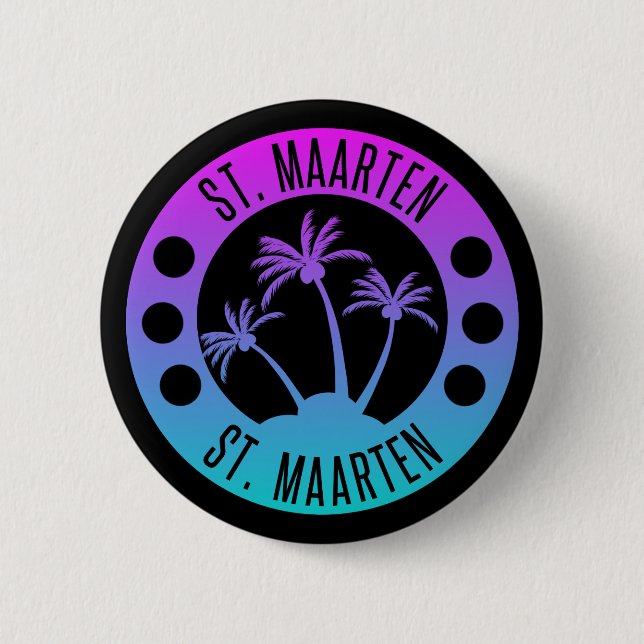 St. Maarten Blue Gradient Sint Martin Button (Vorderseite)