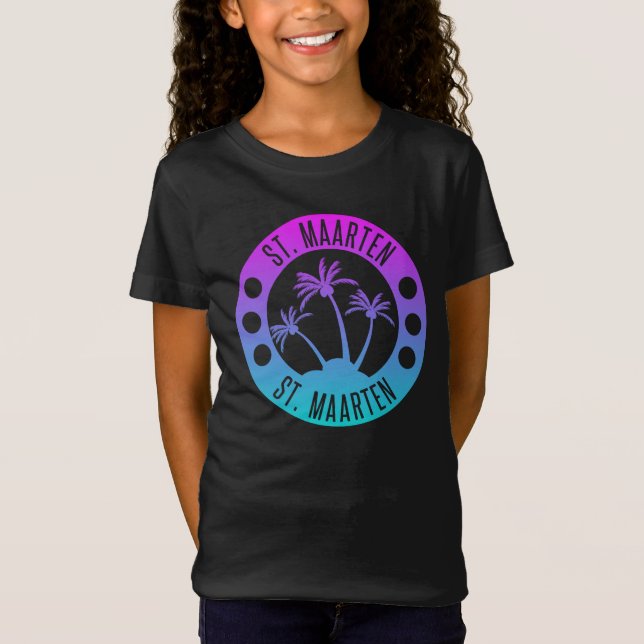 St. Maarten Blue Gradient Sint Martin T-Shirt (Vorderseite)