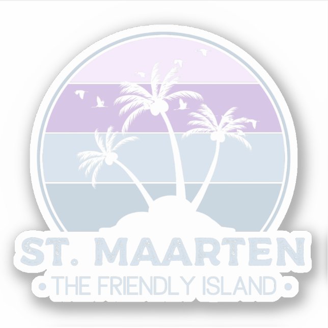 St. Maarten Das freundliche Retro der Insel Sint M Aufkleber (Vorderseite)