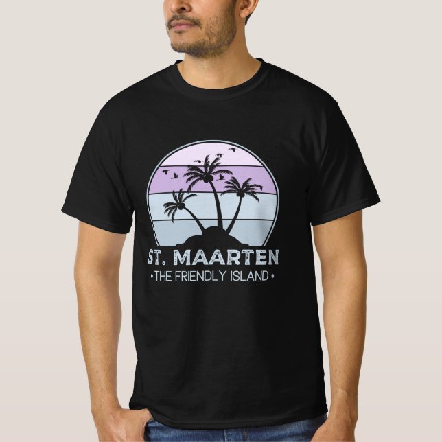 St. Maarten Das freundliche Retro der Insel Sint M T-Shirt (Vorderseite)
