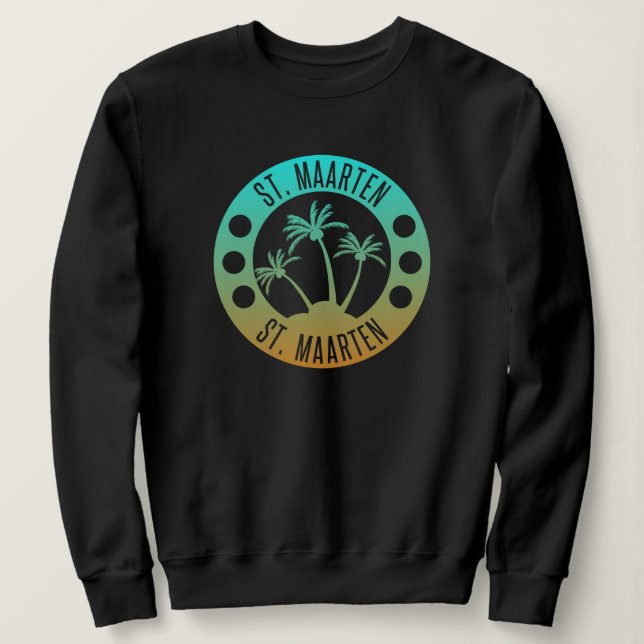 St. Maarten Ocean Aqua Blue Gradient Sint Martin Sweatshirt (Design vorne)
