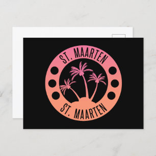 St. Maarten Pink und Coral Gradient Sint Martin Postkarte