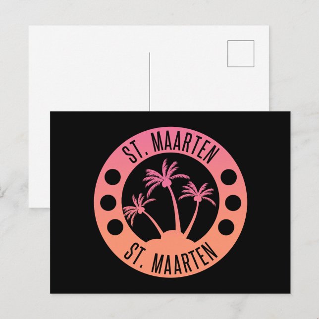 St. Maarten Pink und Coral Gradient Sint Martin Postkarte (Vorne/Hinten)